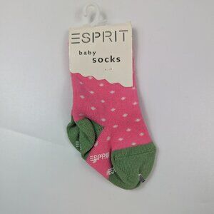 Vintage 90s Esprit Pink Polka Dot No Slip Baby Socks